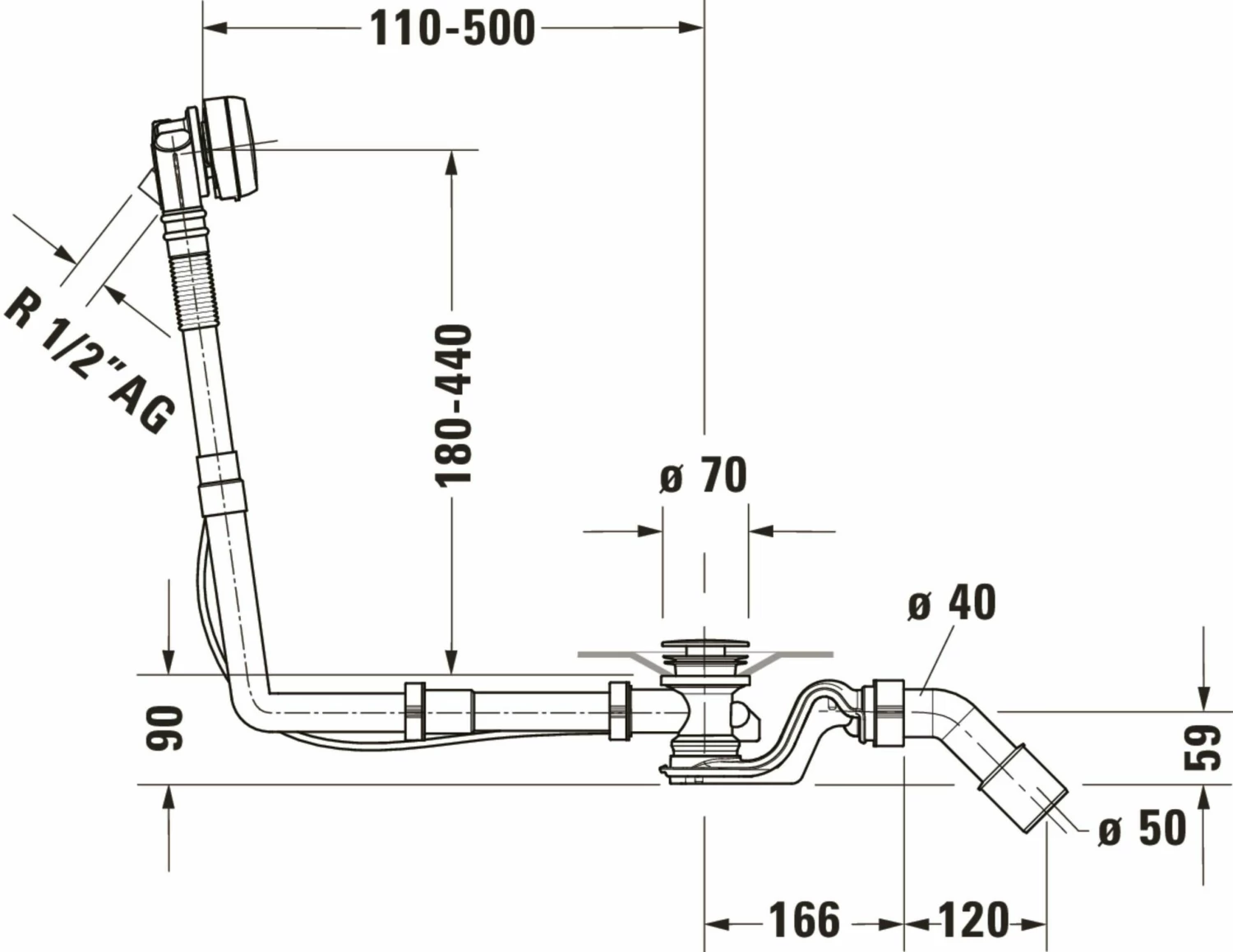 Duravit Garniture De Vidage Et Trop-plein 792203000001000 Câble Bowden Longueur 65 Cm, D= 5,2 Cm, Avec Bec Verseur, Chromé 4 Duravit Garniture De Vidage Et Trop-plein 792203000001000 Câble Bowden Longueur 65 Cm, D= 5,2 Cm, Avec Bec Verseur, Chromé – Image 2