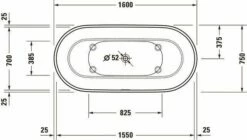 Duravit Luv Oval Baignoire 700461000000000 160 X 75 X 46 Cm, à Poser, 2 Dossiers, Blanc -Fournitures De Salle De Bain Soldes Duravit Luv Oval baignoire 700461000000000 160 x 75 x 46 cm a poser 2 dossiers blanc 6