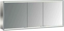 Emco Asis Prime 2 Encastré Illuminé Armoire De Toilette 949706158 1600x730mm, Avec Le Paquet De Lumière, 3 Portes, Blanc Arrière Blanc