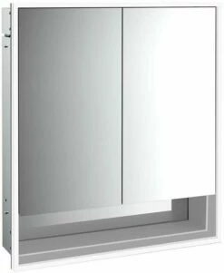 Emco Loft Armoire à Miroir éclairée à Encastrer 979805205 600x733mm, Avec Compartiment Inférieur, LED, 2 Portes, Aluminium/ Spiegel