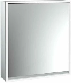 Emco Loft Armoire à Miroir éclairée En Saillie 979805102 600x733mm, LED Tout Autour, Porte 2000 , Charnières à Droite, Aluminium/ Spiegel