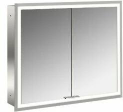 Emco Prime Armoire à Miroir éclairée à Encastrer 949706272 800x730mm, 2 Portes, Aluminium/miroir