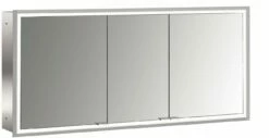 Emco Prime Armoire à Miroir éclairée à Encastrer 949706297 1400x730mm, 3 Portes, Aluminium/miroir