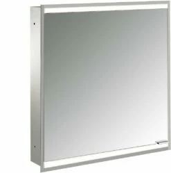 Emco Prime Armoire à Miroir éclairée à Encastrer 949706331 600x730mm, Porte 2000 , Charnières à Gauche, Aluminium/blanc