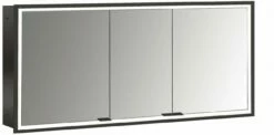 Emco Prime Armoire à Miroir éclairée à Encastrer 949713597 1400x730mm, 3 Portes, Noir/miroir