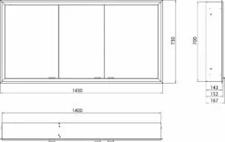 Emco Prime Armoire à Miroir éclairée à Encastrer 949713597 1400x730mm, 3 Portes, Noir/miroir -Fournitures De Salle De Bain Soldes Emco prime armoire a miroir eclairee a encastrer 949713597 1400x730mm 3 portes noir miroir 5