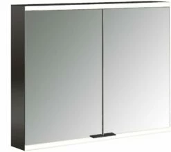 Emco Prime Armoire à Miroir éclairée En Saillie 949713524 800x700mm, 2 Portes, Noir/miroir