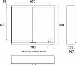 Emco Prime Armoire à Miroir éclairée En Saillie 949713524 800x700mm, 2 Portes, Noir/miroir -Fournitures De Salle De Bain Soldes Emco prime armoire a miroir eclairee en saillie 949713524 800x700mm 2 portes noir miroir 5