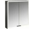 Emco Prime Armoire à Miroir éclairée En Saillie 949713561 600x700mm, 2 Portes, Noir/miroir -Fournitures De Salle De Bain Soldes Emco prime armoire a miroir eclairee en saillie 949713561 600x700mm 2 portes noir miroir