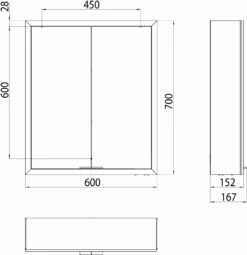 Emco Prime Armoire à Miroir éclairée En Saillie 949713561 600x700mm, 2 Portes, Noir/miroir -Fournitures De Salle De Bain Soldes Emco prime armoire a miroir eclairee en saillie 949713561 600x700mm 2 portes noir miroir 5