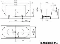 Kaldewei Baignoire Classic Duo 114 291500010001 190 X 90 X 43 Cm, Blanc -Fournitures De Salle De Bain Soldes Kaldewei Baignoire Classic Duo 114 291500010001 190 x 90 x 43 cm blanc 3