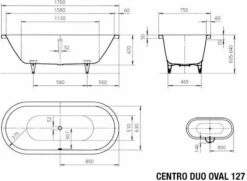 Kaldewei Centro Duo Oval Bain 282700010001 127, 170 X 75 X 47 Cm, Blanc -Fournitures De Salle De Bain Soldes Kaldewei Centro Duo Oval bain 282700010001 127 170 x 75 x 47 cm blanc 5