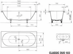 Kaldewei Classic Bain Duo 290330003701 160x70cm, Effet Perle Antidérapant, Noir -Fournitures De Salle De Bain Soldes Kaldewei Classic bain duo 290330003701 160x70cm effet perle antiderapant noir 3