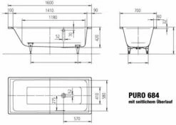 Kaldewei Puro Baignoire 258430000001 160x70cm, Trop-plein Sur Le Côté, Antidérapant, Blanc 7 Kaldewei Puro Baignoire 258430000001 160x70cm, Trop-plein Sur Le Côté, Antidérapant, Blanc -Fournitures De Salle De Bain Soldes Kaldewei Puro baignoire 258430000001 160x70cm trop plein sur le cote antiderapant blanc 2