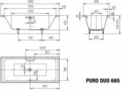 Kaldewei Puro Baignoire Duo 266530000701 190x90cm, Trop-plein Au Milieu, Antidérapant, Noir -Fournitures De Salle De Bain Soldes Kaldewei Puro baignoire duo 266530000701 190x90cm trop plein au milieu antiderapant noir 3