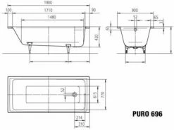 Kaldewei Puro Bain 259600010231 190x90cm, Pergamon -Fournitures De Salle De Bain Soldes Kaldewei Puro bain 259600010231 190x90cm pergamon 6