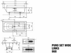 Kaldewei Puro Set Large Baignoire Gauche 261130000701 Antidérapant, Noir, 170x75cm, Trop-plein Au Milieu -Fournitures De Salle De Bain Soldes Kaldewei Puro set large baignoire gauche 261130000701 antiderapant noir 170x75cm trop plein au milieu 3