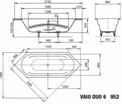 Kaldewei Vaio Duo 6 Baignoire 233200010701 210x80cm, Noir -Fournitures De Salle De Bain Soldes Kaldewei Vaio Duo 6 baignoire 233200010701 210x80cm noir 2