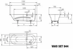 Kaldewei Vaio Set Baignoire 234434010701 170x70cm, Antidérapant Complet, Noir -Fournitures De Salle De Bain Soldes Kaldewei Vaio set baignoire 234434010701 170x70cm antiderapant complet noir 2