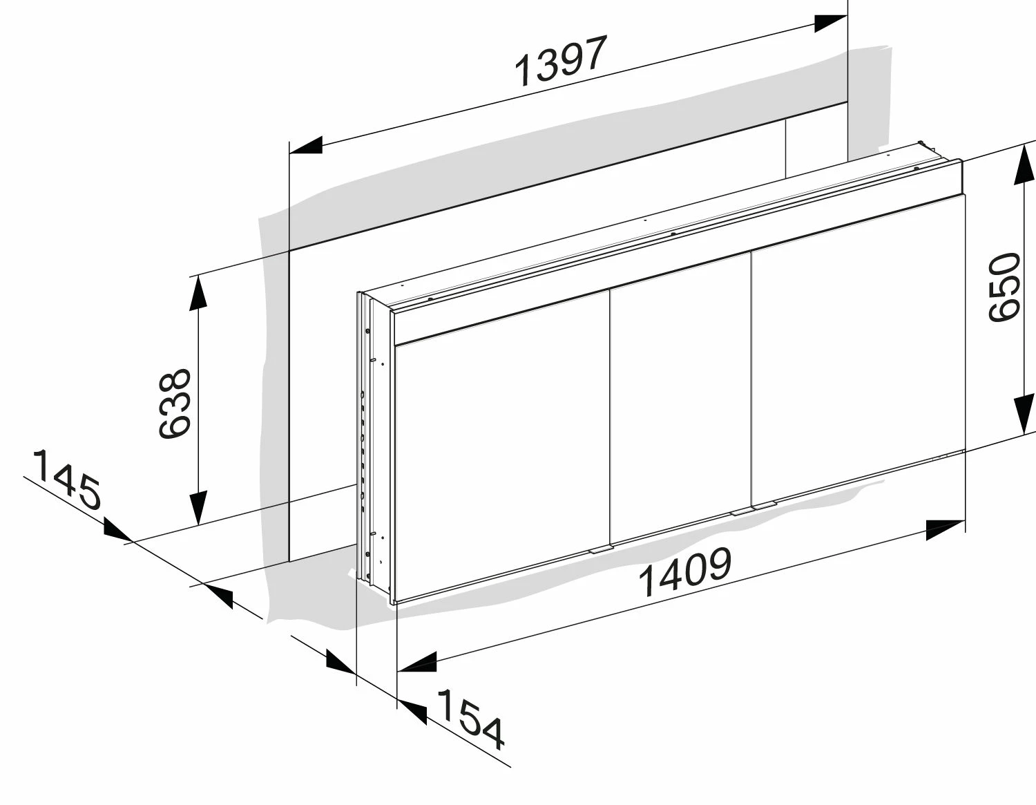 Keuco Edition 400 Armoire-miroir 21513171301 1410x650x154mm, Encastré, Avec éclairage LED 9 Keuco Edition 400 Armoire-miroir 21513171301 1410x650x154mm, Encastré, Avec éclairage LED – Image 7