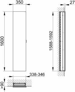 Keuco Royal Modular 2. 1930 800000032000000 350 X 1600 X 120 Mm, Sans Prise, Encastrement Mural, Gauche -Fournitures De Salle De Bain Soldes Keuco Royal Modular 2. 1930 800000032000000 350 x 1600 x 120 mm sans prise encastrement mural gauche 1