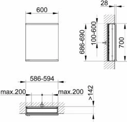 Keuco Royal Modular 2. 1930 800120060100000 600 X 700 X 160 Mm, Sans Prise, Mur 2000 -porte, Droite, DALI -Fournitures De Salle De Bain Soldes Keuco Royal Modular 2. 1930 800120060100000 600 x 700 x 160 mm sans prise mur 2000 porte droite DALI 1