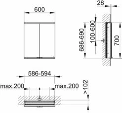 Keuco Royal Modular 2. 1930 800210060000200 600 X 700 X 120 Mm, 2 Steckdosen , Mur Encastrable, 2 Portes -Fournitures De Salle De Bain Soldes Keuco Royal Modular 2. 1930 800210060000200 600 x 700 x 120 mm 2 Steckdosen mur encastrable 2 portes 1