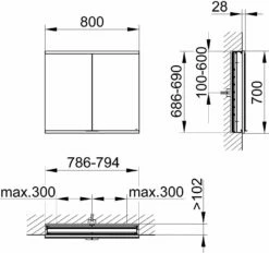 Keuco Royal Modular 2. 1930 800210080000000 800 X 700 X 120 Mm, Sans Prise, Encastrement Mural, 2 Portes -Fournitures De Salle De Bain Soldes Keuco Royal Modular 2. 1930 800210080000000 800 x 700 x 120 mm sans prise encastrement mural 2 portes 1