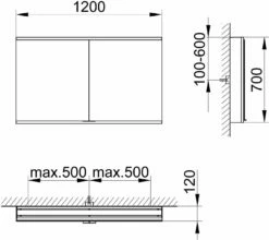 Keuco Royal Modular 2. 1930 800211120000000 1200 X 700 X 120 Mm, Sans Prise, Extension Murale, 2 Portes, Beleuchtet -Fournitures De Salle De Bain Soldes Keuco Royal Modular 2. 1930 800211120000000 1200 x 700 x 120 mm sans prise extension murale 2 portes beleuchtet 1