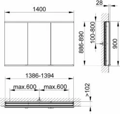 Keuco Royal Modular 2. 1930 800310141000000 1400 X 900 X 120 Mm, Sans Prise, Encastré Mural, 3 Portes -Fournitures De Salle De Bain Soldes Keuco Royal Modular 2. 1930 800310141000000 1400 x 900 x 120 mm sans prise encastre mural 3 portes 1