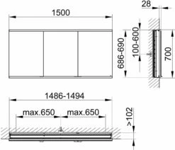 Keuco Royal Modular 2. 1930 800310150000200 1500 X 700 X 120 Mm, 2 Steckdosen , Mur Encastré, 3 Portes 6 Keuco Royal Modular 2. 1930 800310150000200 1500 X 700 X 120 Mm, 2 Steckdosen , Mur Encastré, 3 Portes -Fournitures De Salle De Bain Soldes Keuco Royal Modular 2. 1930 800310150000200 1500 x 700 x 120 mm 2 Steckdosen mur encastre 3 portes 1