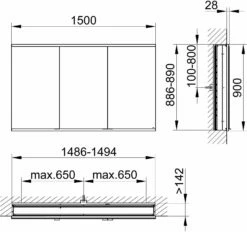 Keuco Royal Modular 2. 1930 800310151100000 1500 X 900 X 160 Mm, Sans Prise, Encastré Mural, 3 Portes -Fournitures De Salle De Bain Soldes Keuco Royal Modular 2. 1930 800310151100000 1500 x 900 x 160 mm sans prise encastre mural 3 portes 1