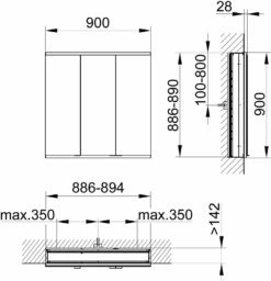 Keuco Royal Modular 2. 1930 800320091100000 900 X 900 X 160 Mm, Sans Prise, Encastré Mural, 3 Portes, DALI -Fournitures De Salle De Bain Soldes Keuco Royal Modular 2. 1930 800320091100000 900 x 900 x 160 mm sans prise encastre mural 3 portes DALI 1