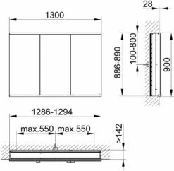 Fournitures De Salle De Bain Soldes -Fournitures De Salle De Bain Soldes Keuco Royal Modular 2. 1930 800320131100200 1300 x 900 x 160 mm 2 Steckdosen mur encastre 3 portes DALI 1