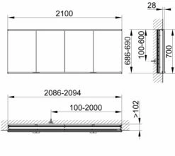 Keuco Royal Modular 2. 1930 800410210000400 2100 X 700 X 120 Mm, 4 Steckdosen , Mur Encastré, 4 Portes -Fournitures De Salle De Bain Soldes Keuco Royal Modular 2. 1930 800410210000400 2100 x 700 x 120 mm 4 Steckdosen mur encastre 4 portes 1