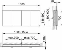 Keuco Royal Modular 2. 1930 800420160000400 1600 X 700 X 120 Mm, 4 Steckdosen , Mur Encastré, 4 Portes, DALI -Fournitures De Salle De Bain Soldes Keuco Royal Modular 2. 1930 800420160000400 1600 x 700 x 120 mm 4 Steckdosen mur encastre 4 portes DALI 1