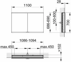 Fournitures De Salle De Bain Soldes -Fournitures De Salle De Bain Soldes Keuco Royal Modular 2. 1930 miroir 800220110000300 1100 x 700 x 120 mm 2000 douille 2000 point double chargement USB integre dans le mur deux portes DALI 1