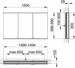 Keuco Royal Modular 2. 1930 Miroir 800320151000300 1500 X 900 X 120 Mm, 2000 Douille, 2000 Point Double Chargement USB, Intégré Dans Le Mur, 3 Portes, DALI -Fournitures De Salle De Bain Soldes Keuco Royal Modular 2. 1930 miroir 800320151000300 1500 x 900 x 120 mm 2000 douille 2000 point double chargement USB integre dans le mur 3 portes DALI 1