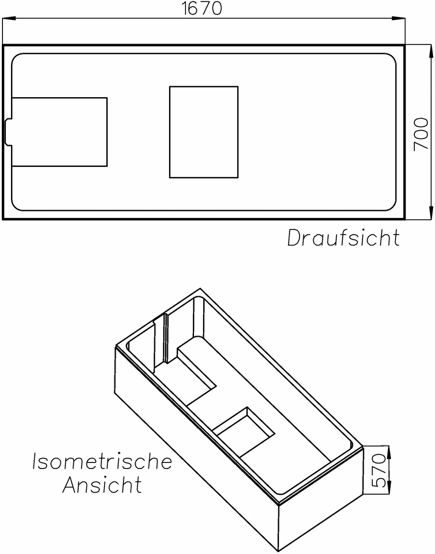 Schedel Badewannenträger SW11448 170x73cm, Hauteur 57cm 4 Schedel Badewannenträger SW11448 170x73cm, Hauteur 57cm – Image 2