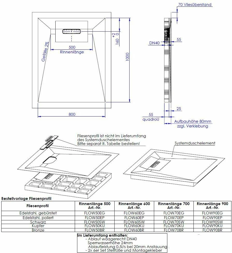 Schedel Line Flow élément De Douche LI1KF608010 80 X 100 Cm, Pente Sur Quatre Côtés 4 Schedel Line Flow élément De Douche LI1KF608010 80 X 100 Cm, Pente Sur Quatre Côtés – Image 2
