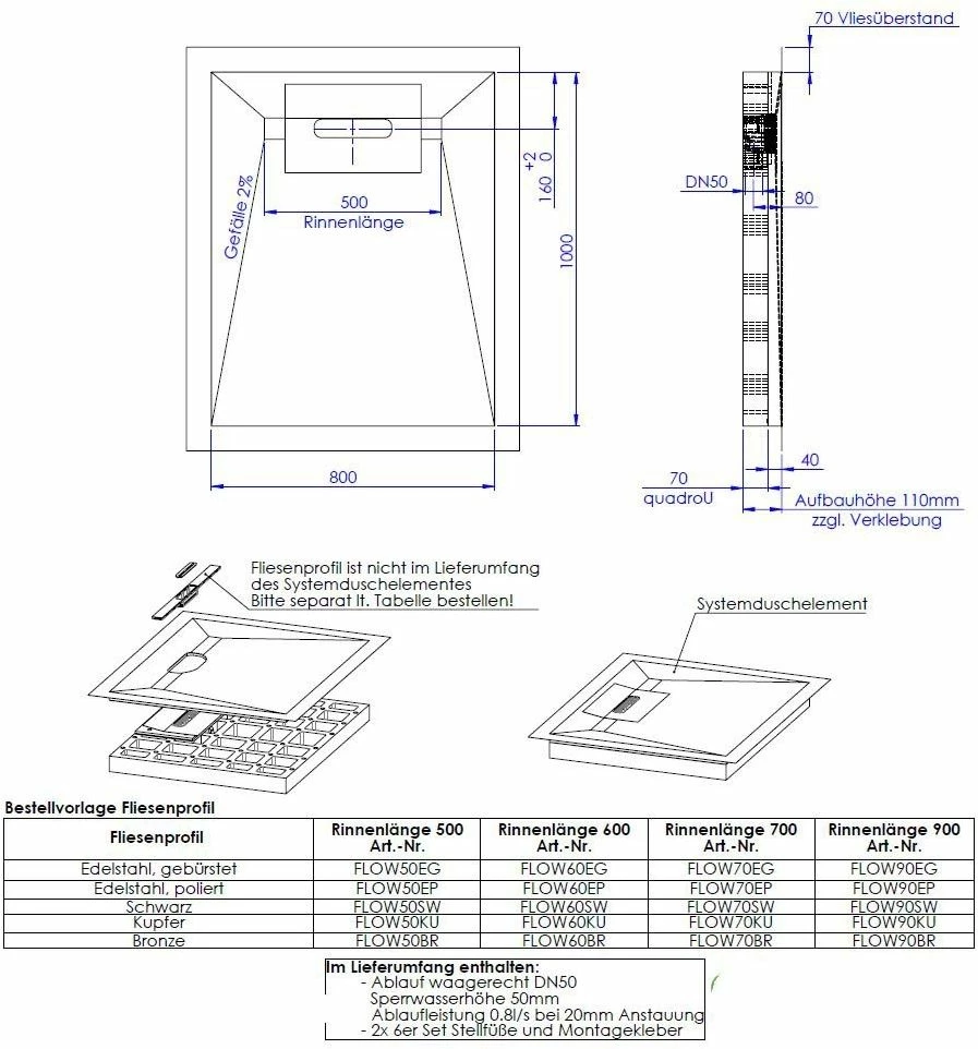 Schedel Line Flow élément De Douche LI1KF908010 80 X 100 Cm, Pente Sur Quatre Côtés 4 Schedel Line Flow élément De Douche LI1KF908010 80 X 100 Cm, Pente Sur Quatre Côtés – Image 2