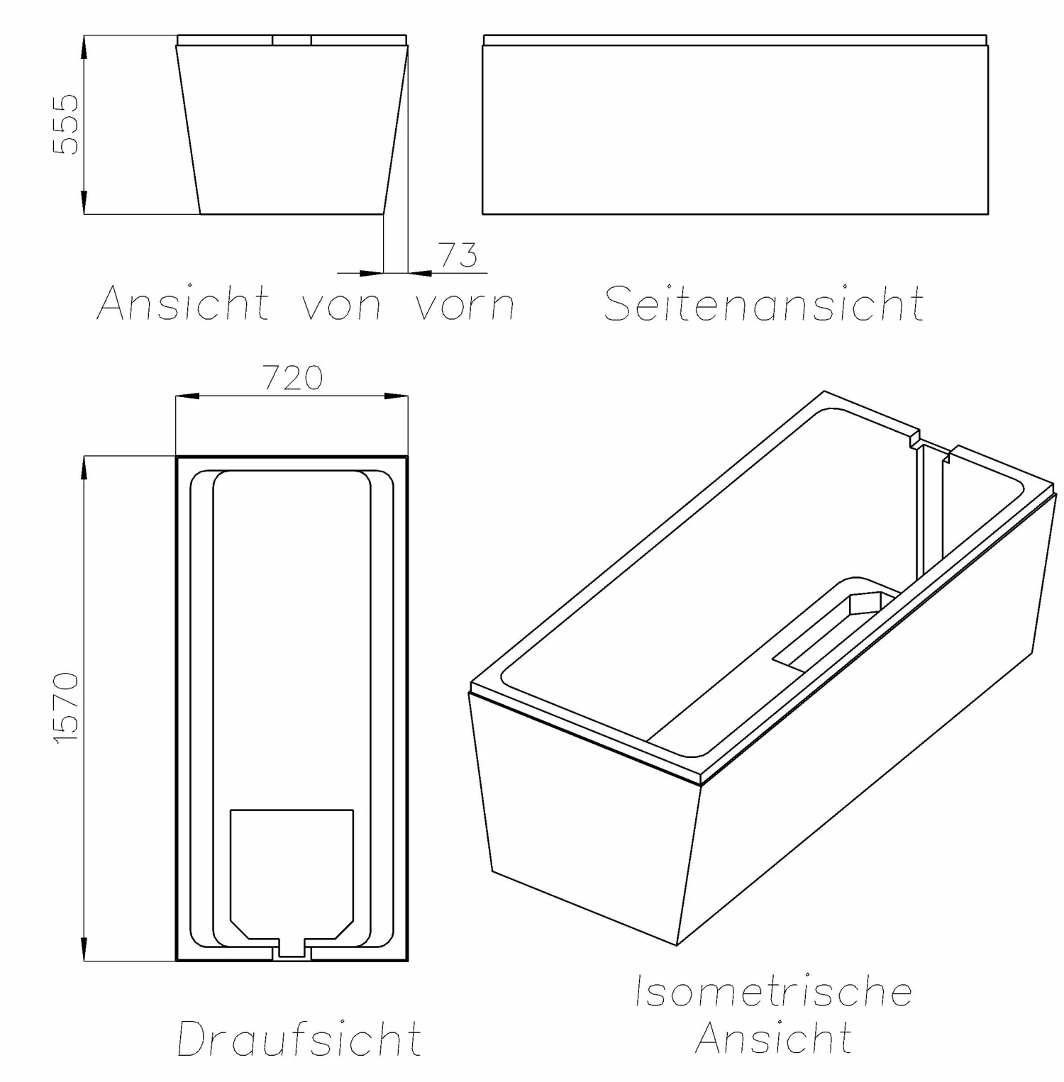 Schedel MULTISTAR Support De Bain Standard SW10010 160x75mm, Hauteur 55,5cm, Avec 2 Côtés Inclinés 4 Schedel MULTISTAR Support De Bain Standard SW10010 160x75mm, Hauteur 55,5cm, Avec 2 Côtés Inclinés – Image 2