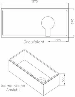 Schedel Match0 SW11439 160x70cm, Trop-plein Avant, Hauteur 55,5cm -Fournitures De Salle De Bain Soldes Schedel Match0 SW11439 160x70cm trop plein avant hauteur 555cm 1