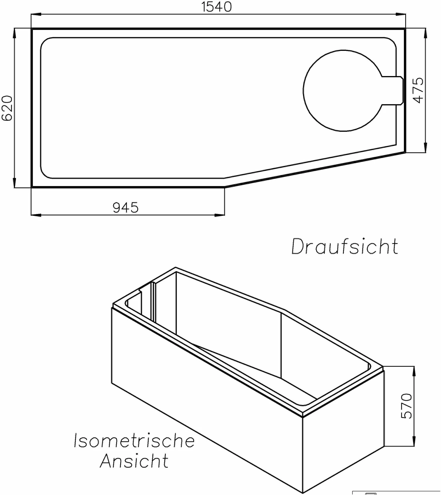 Schedel Match0 SW12038 157x65cm, Pied Du Pied Droit, Hauteur 57cm 4 Schedel Match0 SW12038 157x65cm, Pied Du Pied Droit, Hauteur 57cm – Image 2