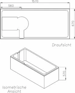 Schedel Match0 SW83219 160x70cm, Trop-plein Opposé, Hauteur 57cm -Fournitures De Salle De Bain Soldes Schedel Match0 SW83219 160x70cm trop plein oppose hauteur 57cm 1