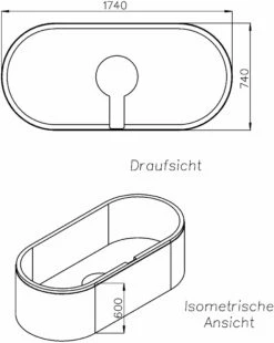 Schedel Support De Schedel SW13726 177,1x77,1cm, Ovale, Hauteur 60cm -Fournitures De Salle De Bain Soldes Schedel Support de Schedel SW13726 1771x771cm ovale hauteur 60cm 1
