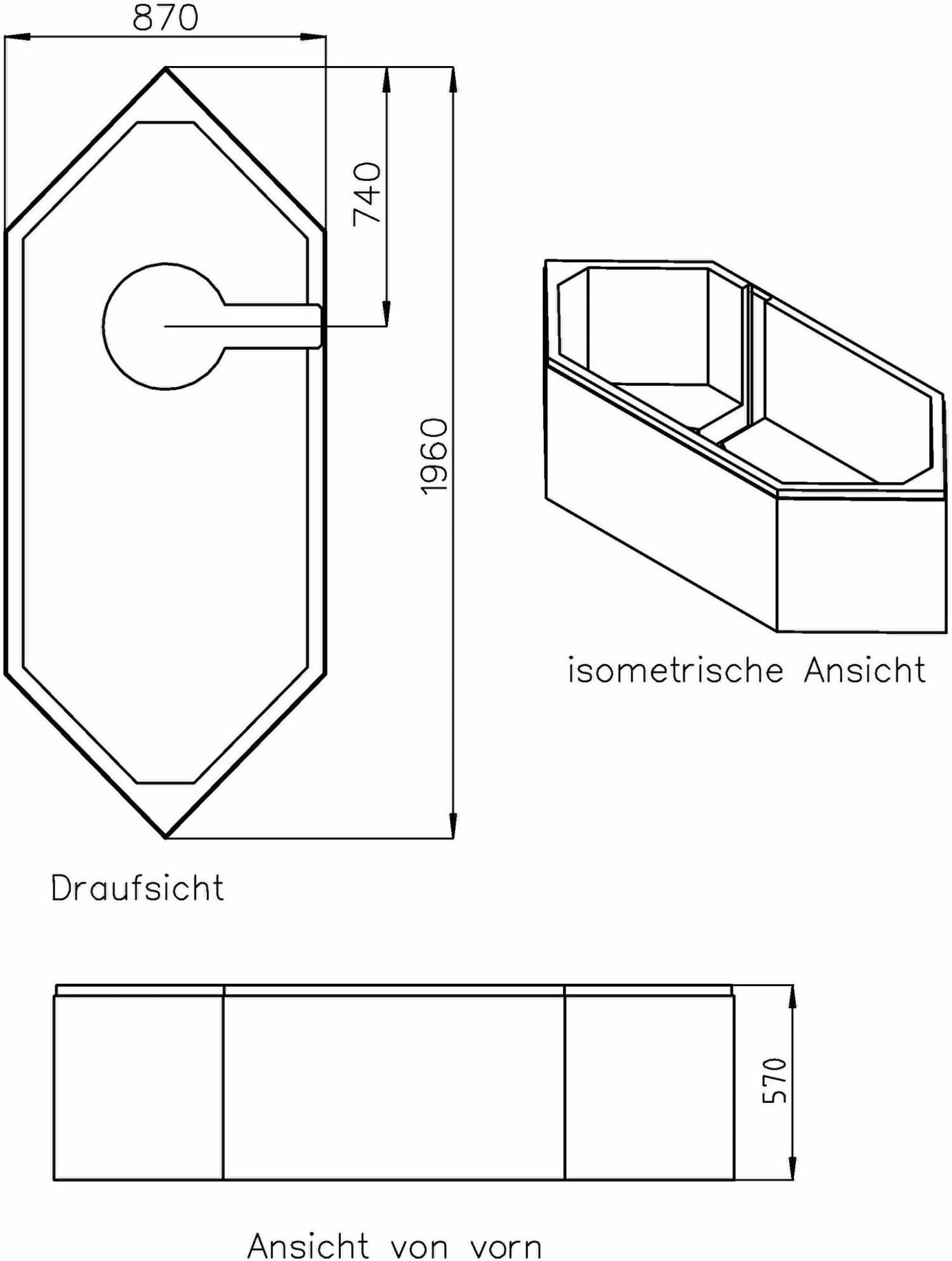 Schedel XL Hoesch Support De Bain Armada SW13753 200x90cm, Débordement à Droite, 6 Angles, Hauteur 60cm 4 Schedel XL Hoesch Support De Bain Armada SW13753 200x90cm, Débordement à Droite, 6 Angles, Hauteur 60cm – Image 2