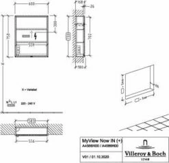 Villeroy Und Boch My View Now Armoire De Toilette A4566R00 60 X 75 X 16,8 Cm, Butée à Droite, éclairage LED, 2000 , Avec Interrupteur à Capteur -Fournitures De Salle De Bain Soldes Villeroy und Boch My View Now Armoire de toilette A4566R00 60 x 75 x 168 cm butee a droite eclairage LED 2000 avec interrupteur a capteur 2