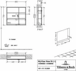 Villeroy Und Boch My View Now Armoire De Toilette à Encastrer A4568000 80 X 75 X 16,8 Cm, éclairage LED, 2 Portes, Avec Interrupteur à Capteur -Fournitures De Salle De Bain Soldes Villeroy und Boch My View Now Armoire de toilette a encastrer A4568000 80 x 75 x 168 cm eclairage LED 2 portes avec interrupteur a capteur 3